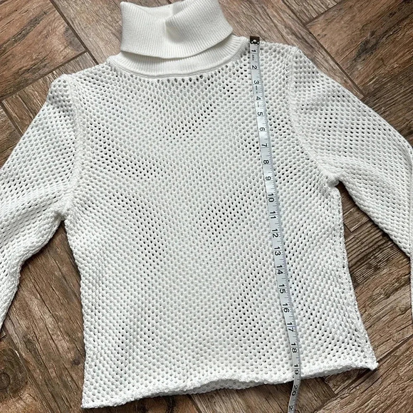 A.L.C. Sweater Womens large White Jones Open Knit cropped Turtleneck - Picture 8 of 8